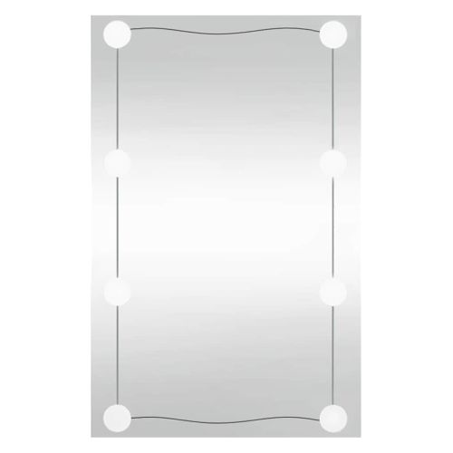 Стенно огледало с LED лампи 50x80 см стъкло правоъгълно