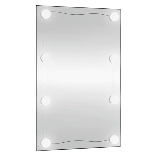 Стенно огледало с LED лампи 50x80 см стъкло правоъгълно