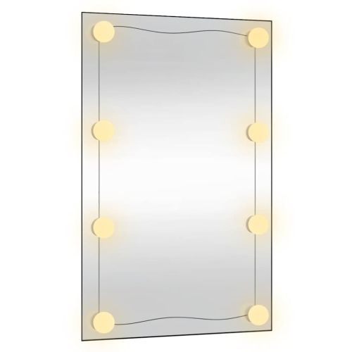 Стенно огледало с LED лампи 50x80 см стъкло правоъгълно