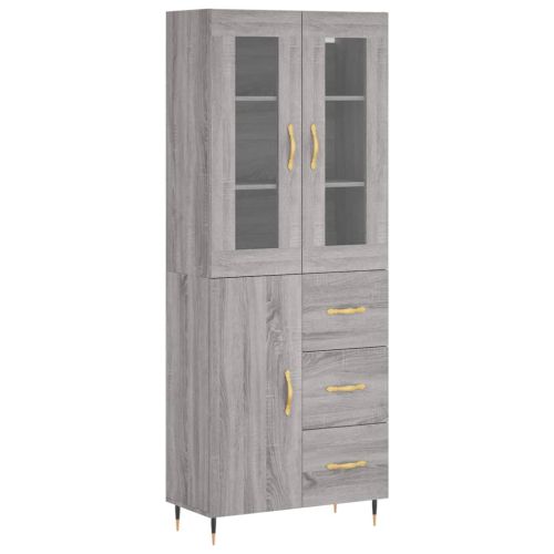 Висок шкаф, сив сонома, 69,5x34x180 см, инженерно дърво