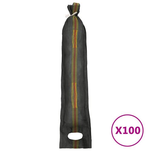 Пясъчни торби, 100 бр, тъмнозелени, 103x25 см, HDPE