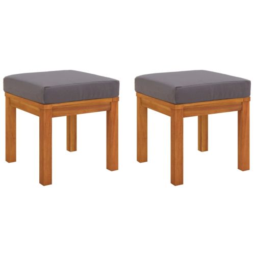 Градински табуретки с възглавници 2 бр 40x40x34 см акация масив