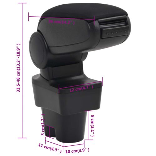 Подлакътник за кола черен 12x36x(33,5-48) см ABS