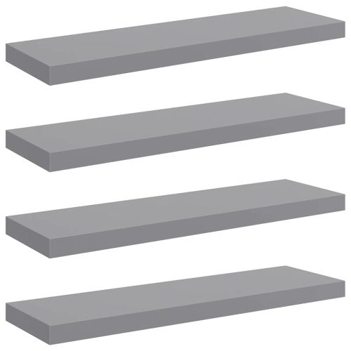Окачени стенни рафтове, 4 бр, сиви, 80x23,5x3,8 см, МДФ