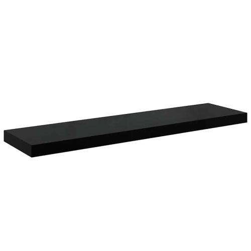 Окачени стенни рафтове, 2 бр, черен гланц, 90x23,5x3,8 см, МДФ