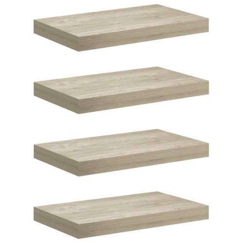 Окачени стенни рафтове, 4 бр, дъб, 40x23x3,8 см, МДФ
