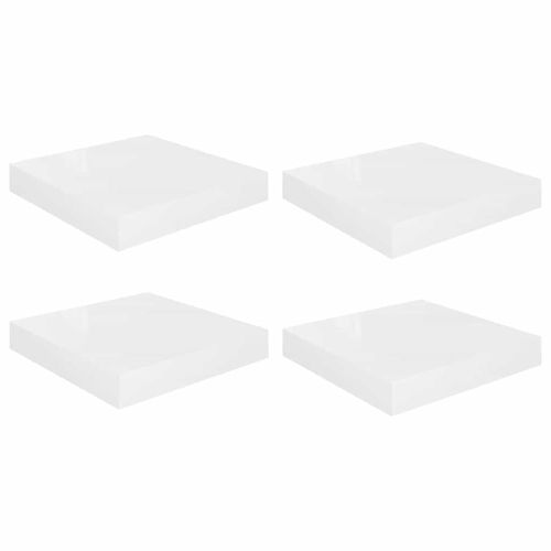 Окачени стенни рафтове, 4 бр, бял гланц, 23x23,5x3,8 см, МДФ