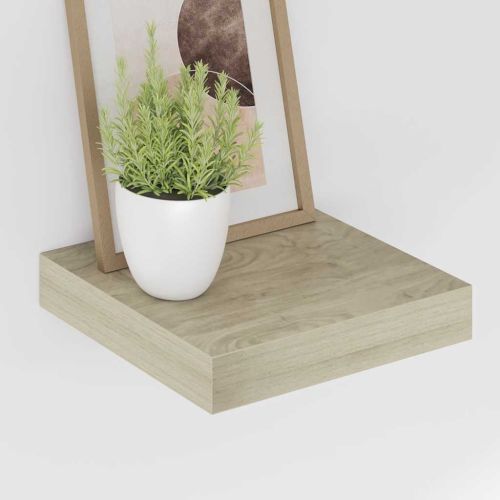 Окачени стенни рафтове, 2 бр, дъб, 23x23,5x3,8 см, МДФ