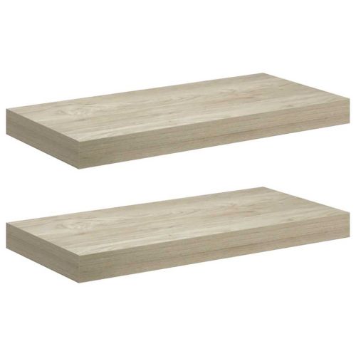 Окачени стенни рафтове, 2 бр, дъб, 50x23,5x3,8 см, МДФ