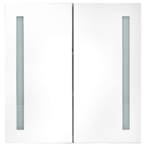 LED шкаф с огледало за баня, цвят дъб, 62x14x60 см