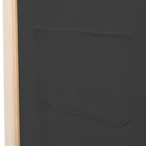 Параван за стая, 5 панела, сив, 200x170x4 cм, текстил