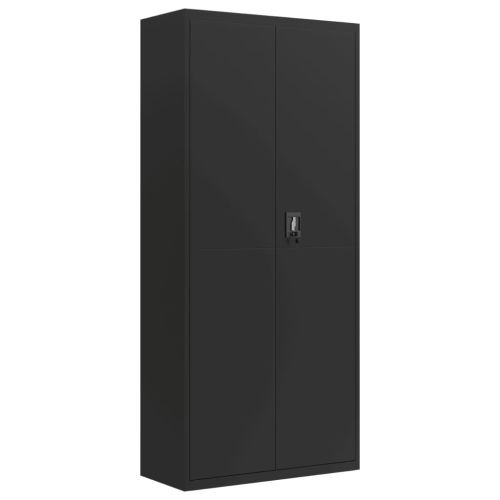 Шкаф за папки черен 90x40x200 см стомана
