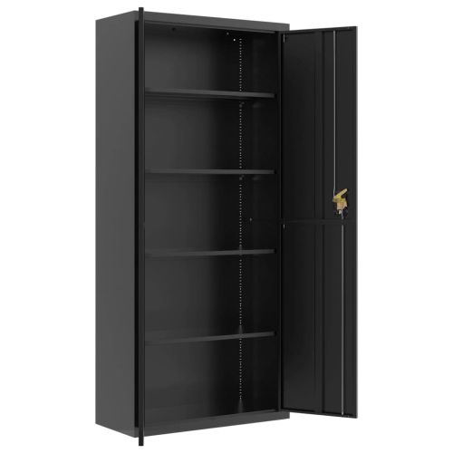 Шкаф за папки черен 90x40x200 см стомана