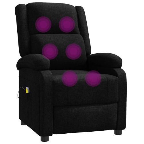Wingback масажен стол, черен, текстил