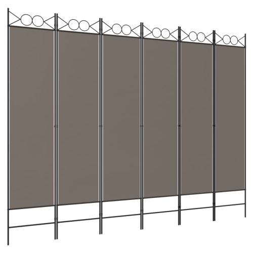 Параван за стая, 6 панела, антрацит, 240x220 cм, текстил