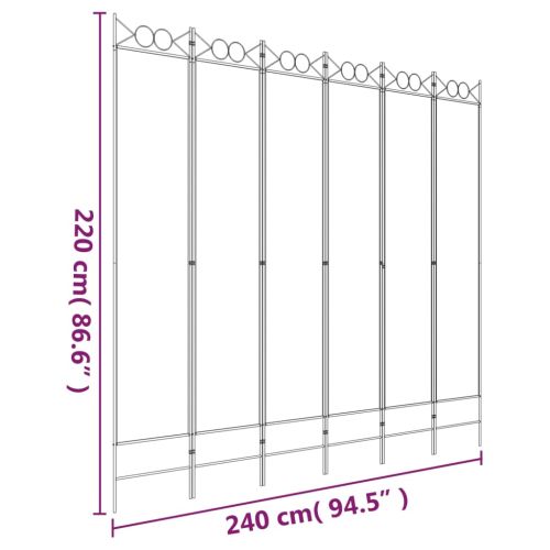 Параван за стая, 6 панела, антрацит, 240x220 cм, текстил