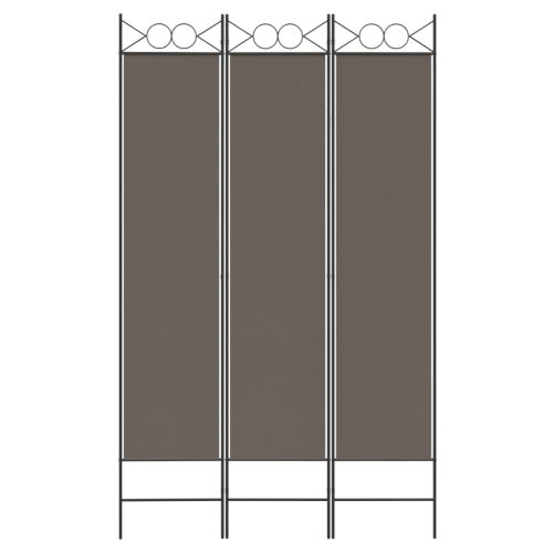 Параван за стая, 3 панела, антрацит, 120x200 cм, текстил
