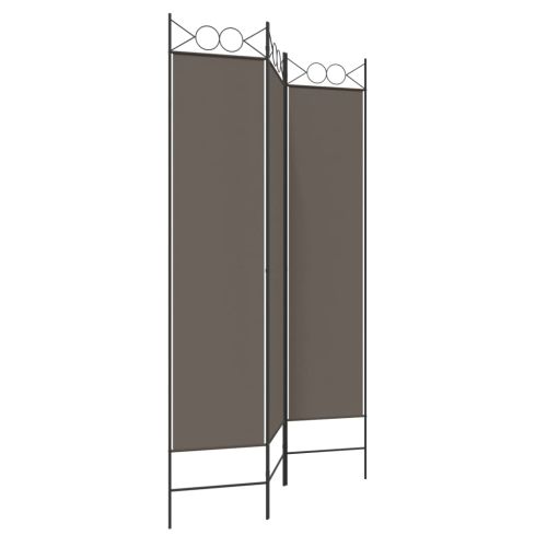 Параван за стая, 3 панела, антрацит, 120x200 cм, текстил