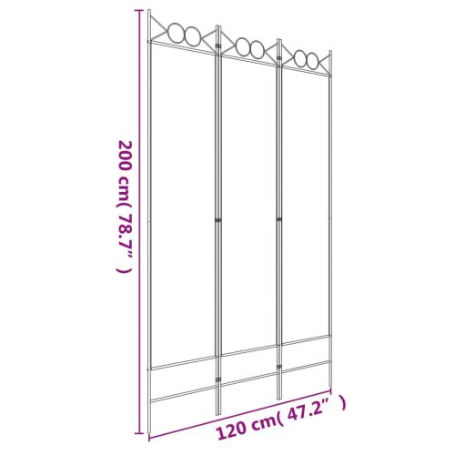 Параван за стая, 3 панела, антрацит, 120x200 cм, текстил