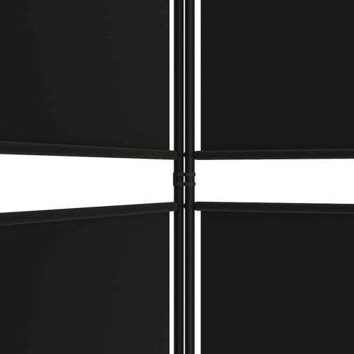 Параван за стая, 5 панела, черен, 250x220 см, текстил