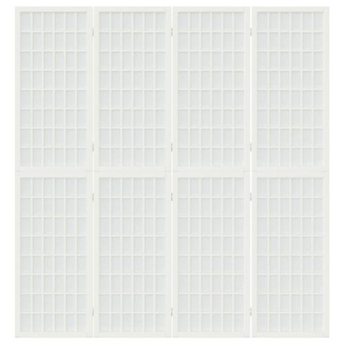 Параван за стая, 4 панела, в японски стил, 160x170 cм, бял