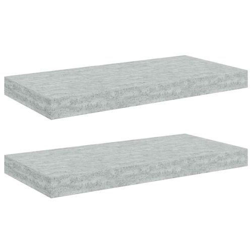 Окачени стенни рафтове, 2 бр, бетонно сиви, 50x23x3,8 см, МДФ