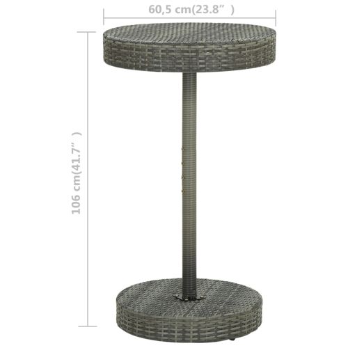 Градинска маса, сива, 60,5x106 cм, полиратан