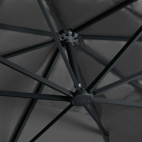 Конзолен градински чадър LED алуминиев прът 400x300 см антрацит