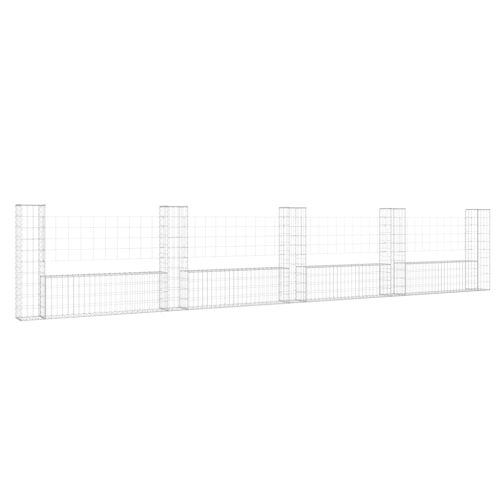 U-образна габионна кошница с 5 стълба, желязо, 500x20x100 см