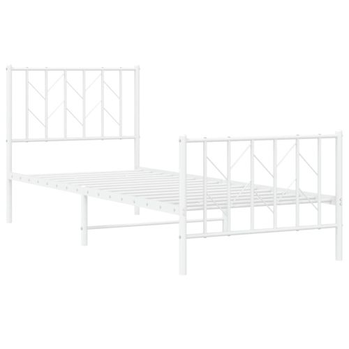 Метална рамка за легло с горна и долна табла, бяла, 80x200 см