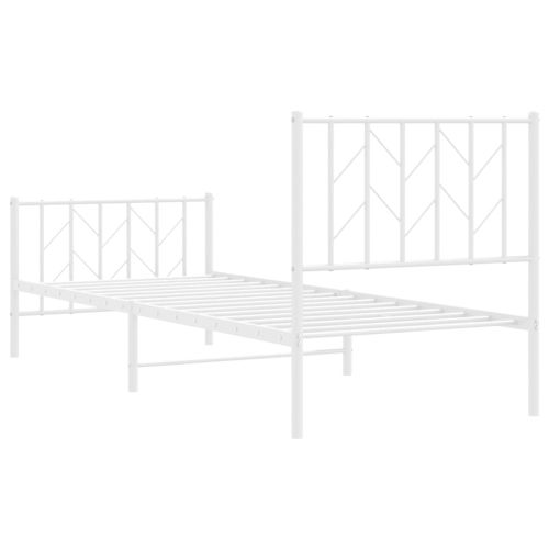Метална рамка за легло с горна и долна табла, бяла, 80x200 см