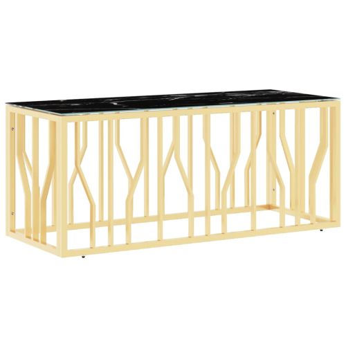 Маса за кафе златиста 110x45x45 cм неръждаема стомана и стъкло