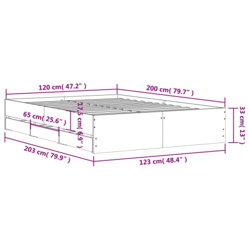 Рамка за легло с чекмедже опушен дъб 120x200 см инженерно дърво