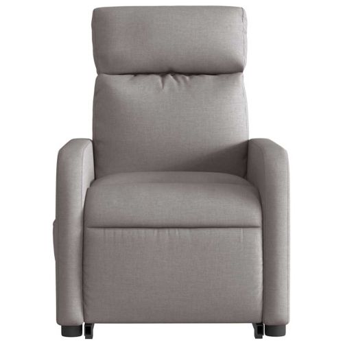 Електрически изправящ реклайнер стол, таупе, текстил