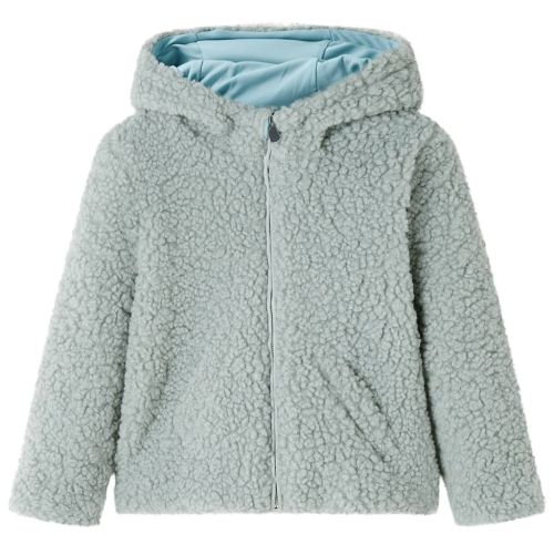 Детско яке с качулка и изкуствен косъм Teddy, мента зелено, 116