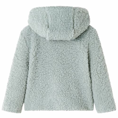 Детско яке с качулка и изкуствен косъм Teddy, мента зелено, 116