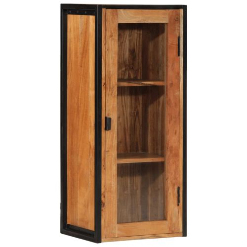 Стенен шкаф за баня 40x30x90 см масивно акациево дърво и желязо