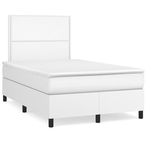 Боксспринг легло с матрак, бяло, 120x190 см изкуствена кожа