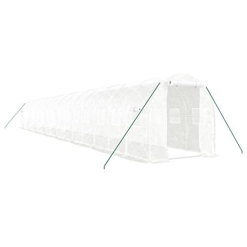 Оранжерия със стоманена рамка бяла 32 м² 16x2x2 м