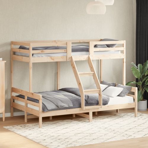 Двуетажно легло, 80x200/120x200 см, борово дърво масив