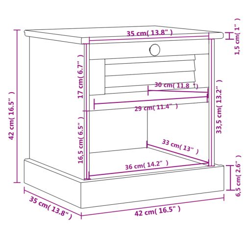 Нощно шкафче VIGO 42x35x42 см бор масив