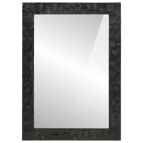 Огледало за баня черно 50x70x2,5 см дърво манго масив и стъкло