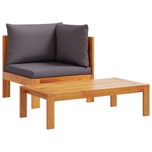 Градински диван с възглавници, 6 части, масив акация