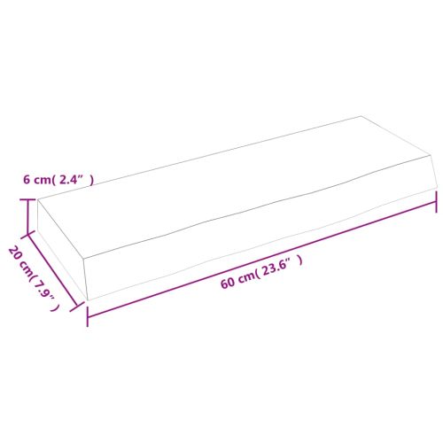 Стенен рафт 60x20x6 см необработен масивен дъб
