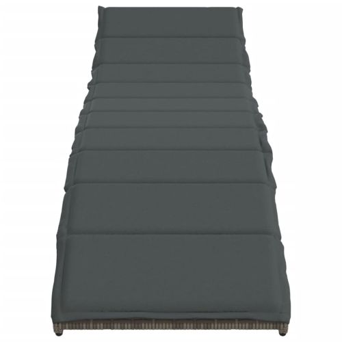 Шезлонги, 2 бр, с шалтета, сиви, полиратан