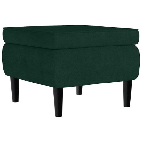 Фотьойл Wingback с табуретка, тъмнозелена, кадифе