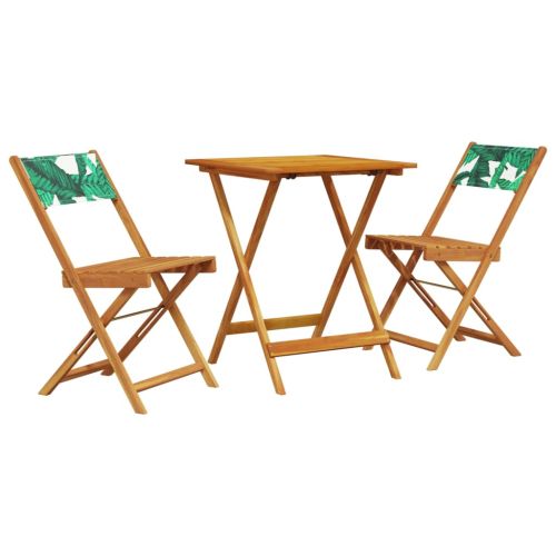 Бистро комплект, 3 части, на листа, плат и дърво масив