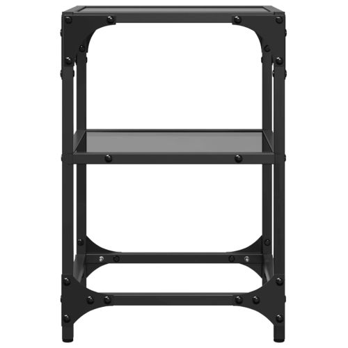 Маси за кафе с черен стъклен плот 2 бр 30x30x45 см стомана