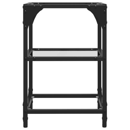 Маса за кафе с прозрачен стъклен плот 30x30x45 см стомана
