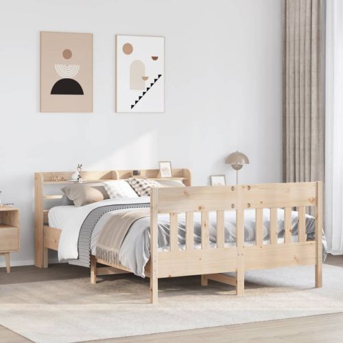 Рамка за легло без матрак, 135x190 см, масивна чамова дървесина